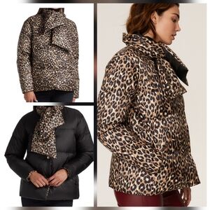 Kate Spade New York Leopard-Print Button-Front Central Puffer - Reversible Sz XS